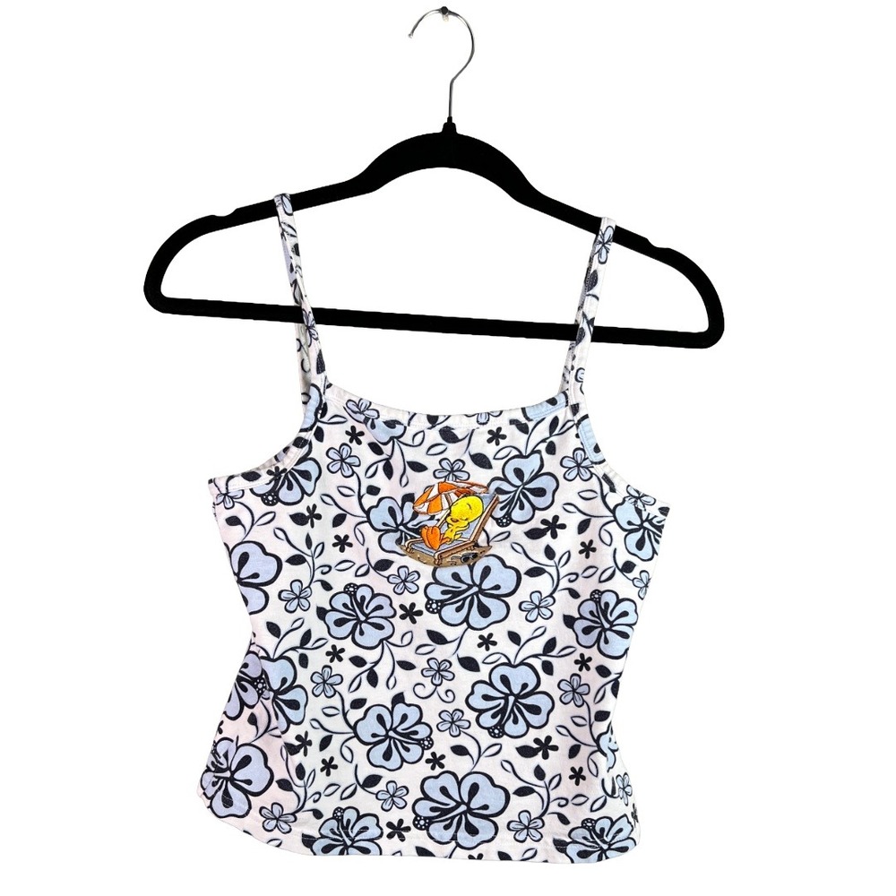 Y2K Warner Bros Studio Store Tweety Bird Cami Top Women's M Floral Hawaiian